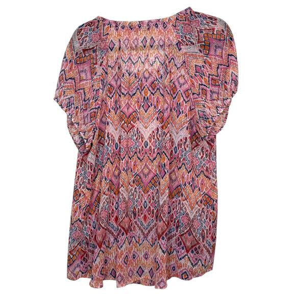 Zac & Rachel sheer multicolor scoop neck blouse size 1X - Picture 3 of 7